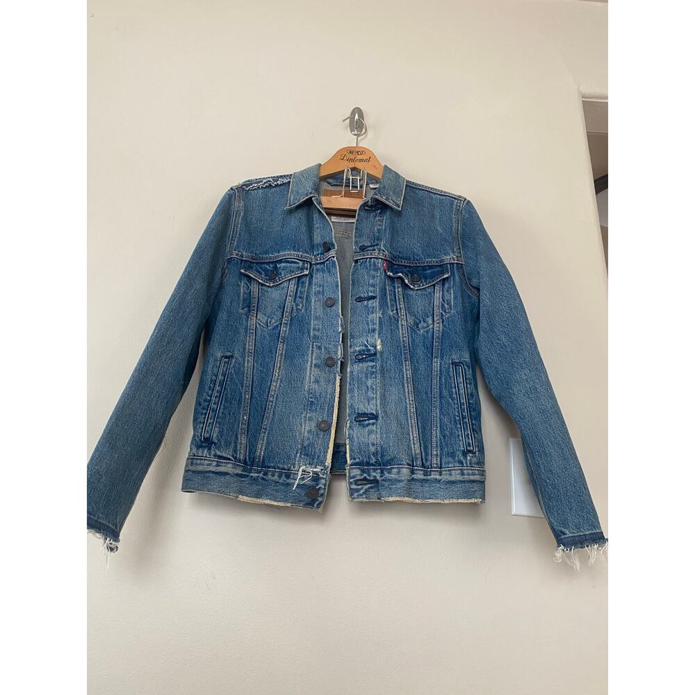 Levis Levi’s Big E Reproduction Distressed Raw Hem Mens M Trucker Jacket 3269